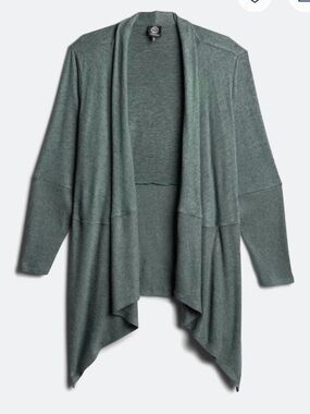 bobeau Draped Open-Front Cardigan in Sage Green